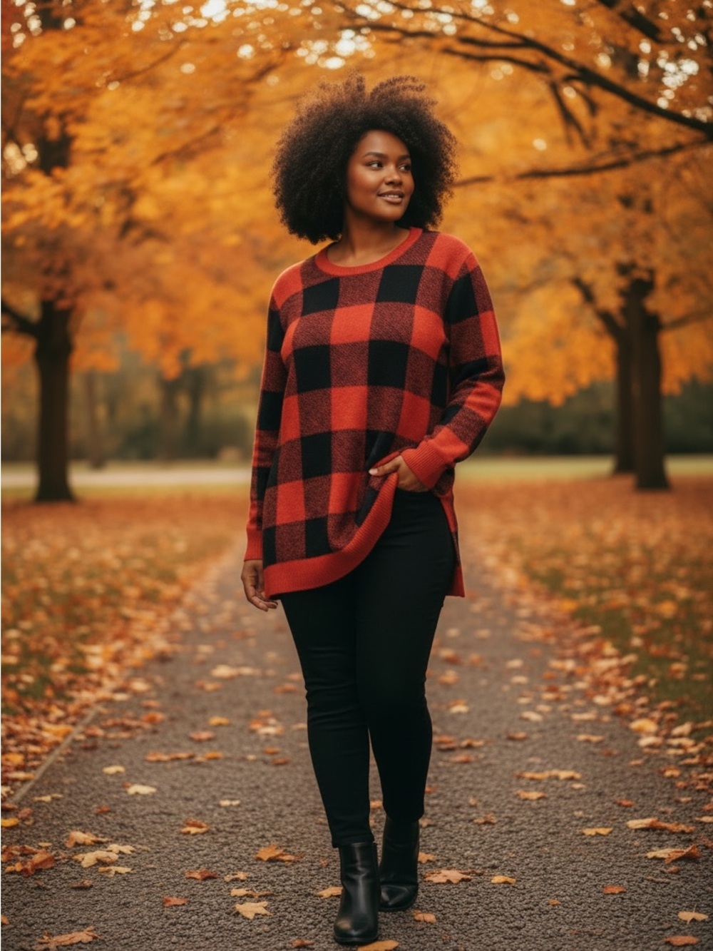 Old navy cute black and ted tartan checkered design cozy warm sweater.